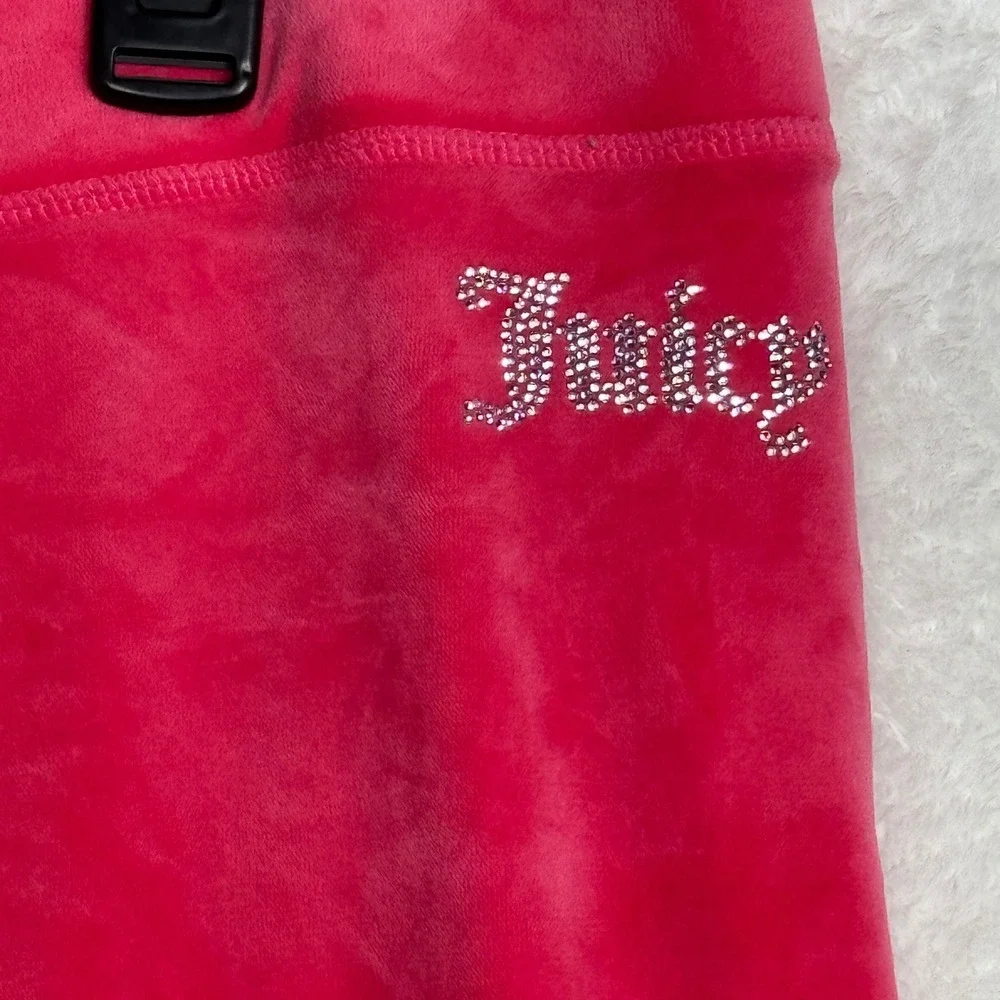 Juicy Couture Tracksuit Women L Pink Y2K Rhinestone Velour Hoodie Pants - Picture 5 of 15